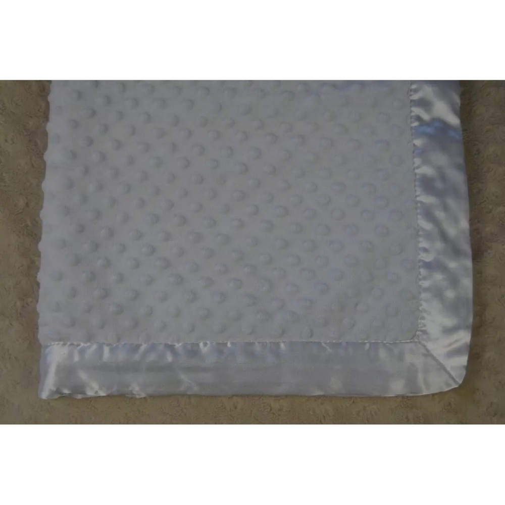Nursery Rhyme Minky Dot Baby Blanket Solid White Silky Satin Edge Lovey